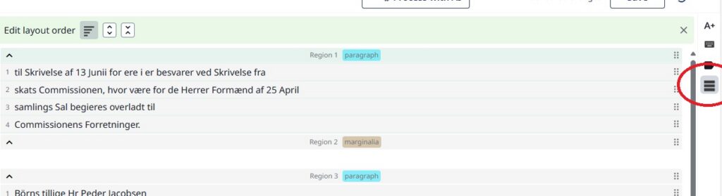 Skærmbillede fra Transkribus