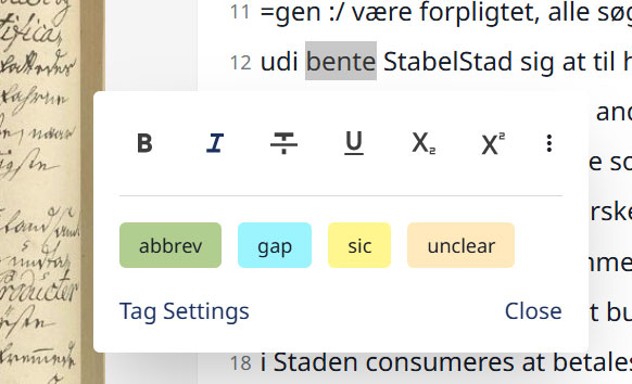 Skærmbillede fra Transkribus